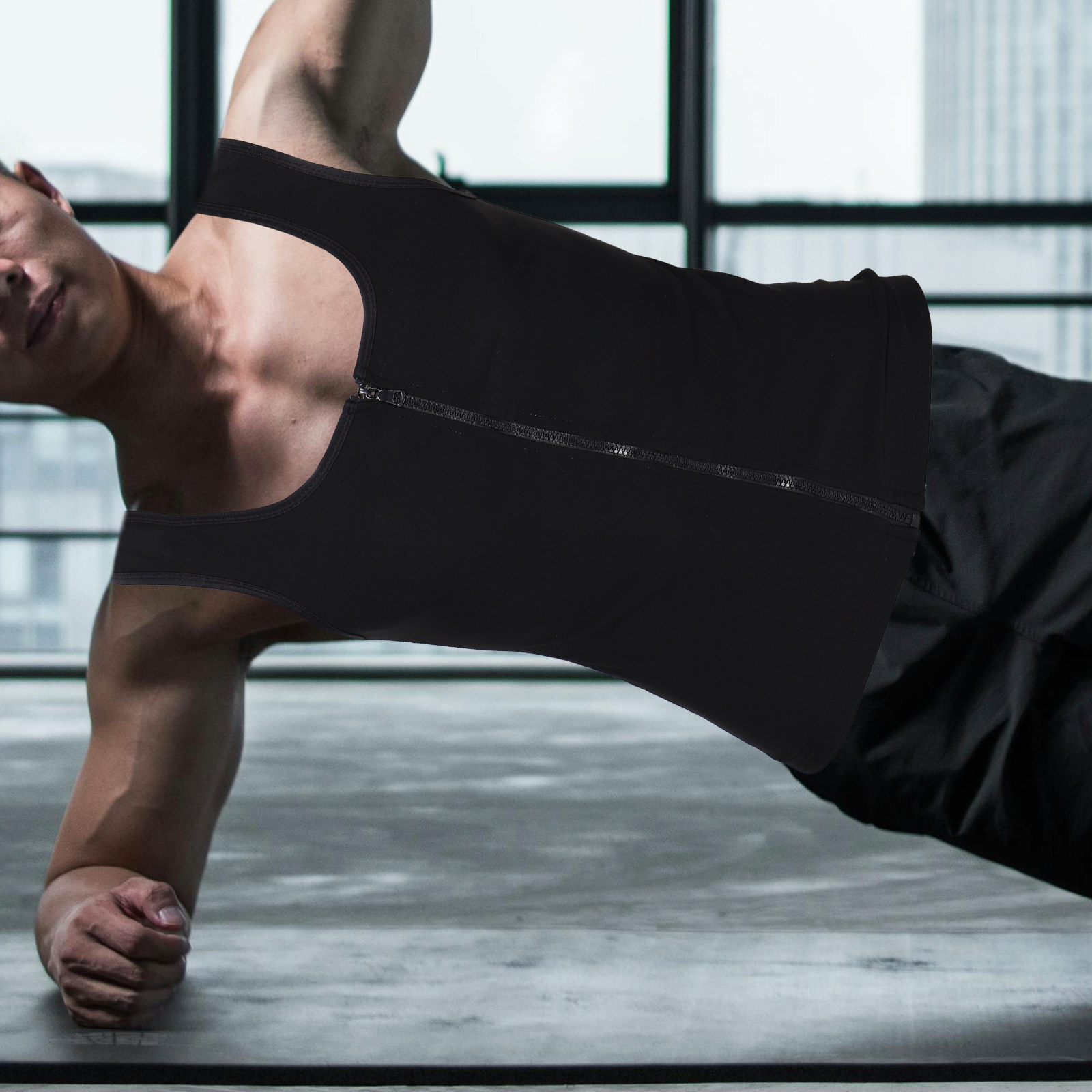 Yoga Fitness Up - Męska kamizelka kompresyjna z zamkiem błyskawicznym,
