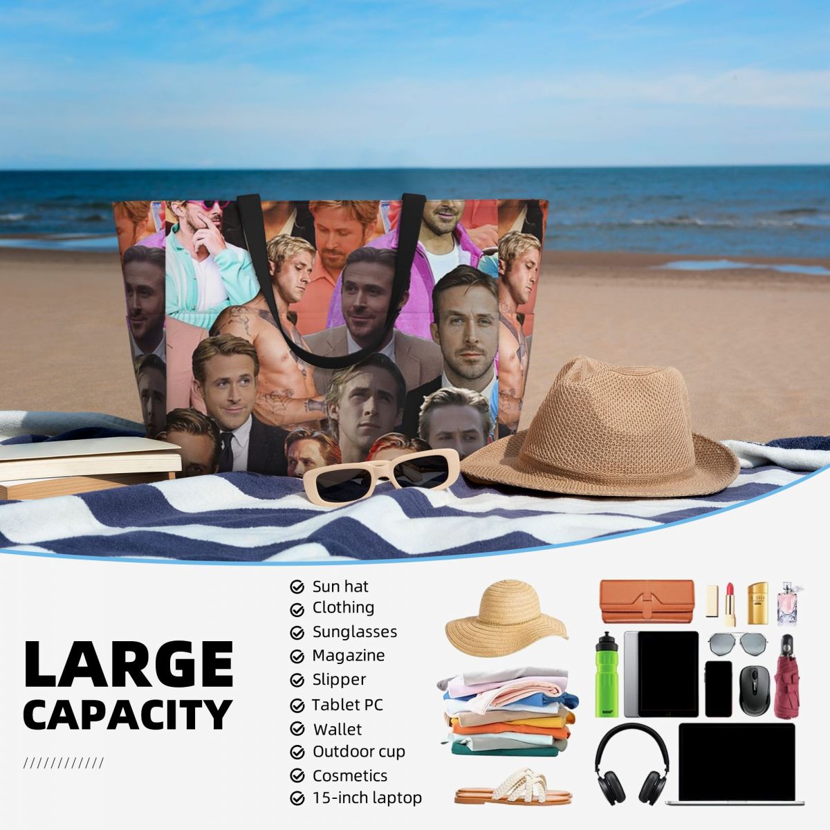 Torba plażowa z kolażem zdjęć  – Yoga Fitness Gym Photos recenzja i cena
